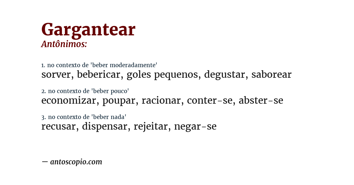 Antônimo de gargantear