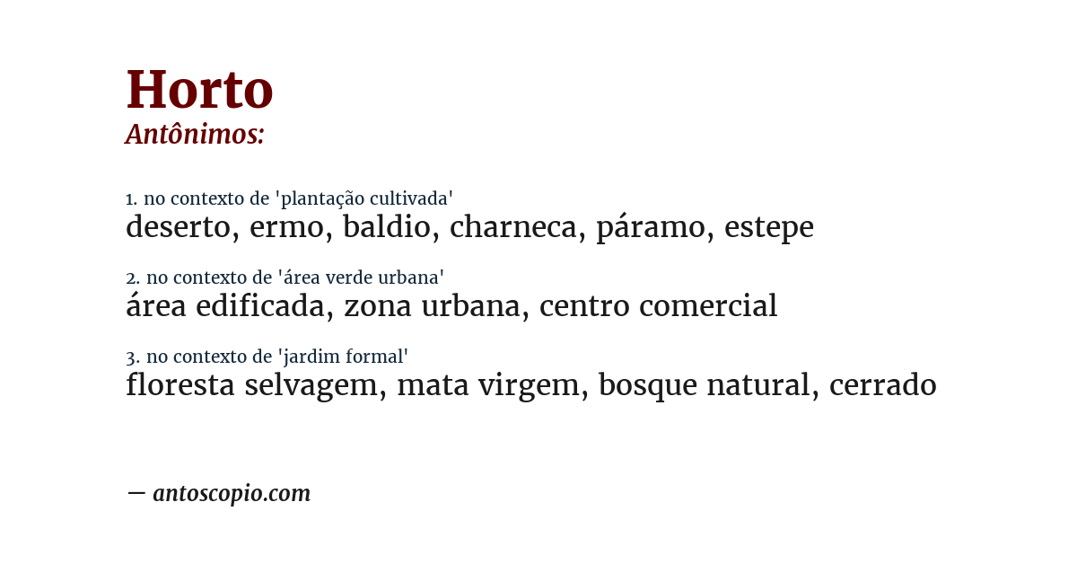 Antônimo de horto