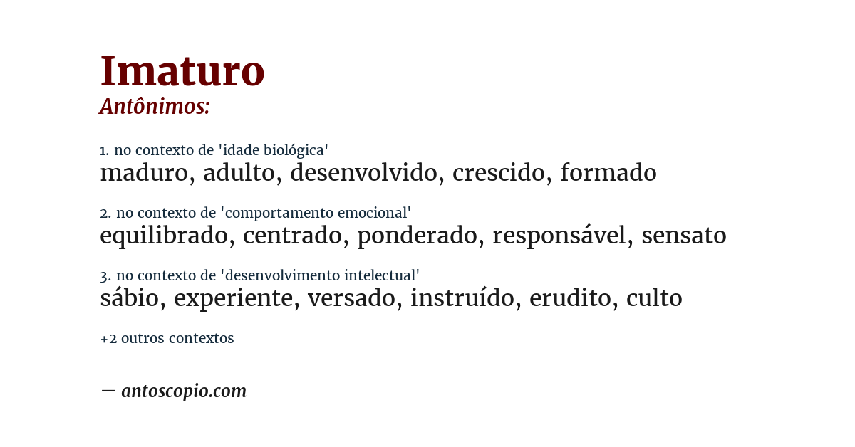 Antônimo de imaturo