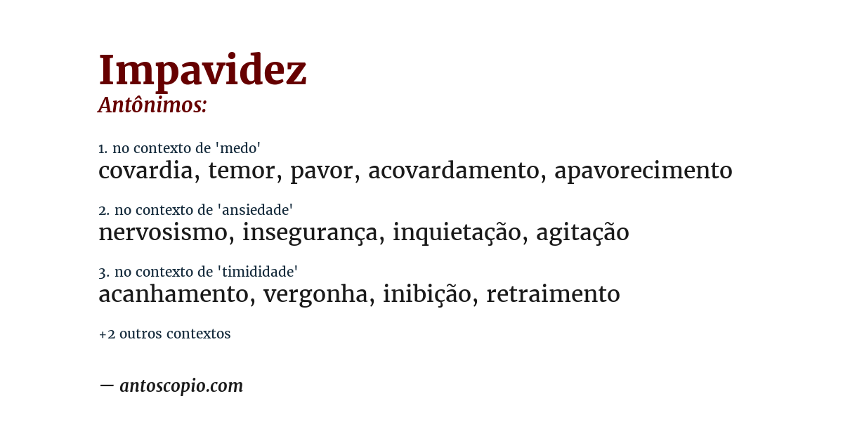 Antônimo de impavidez