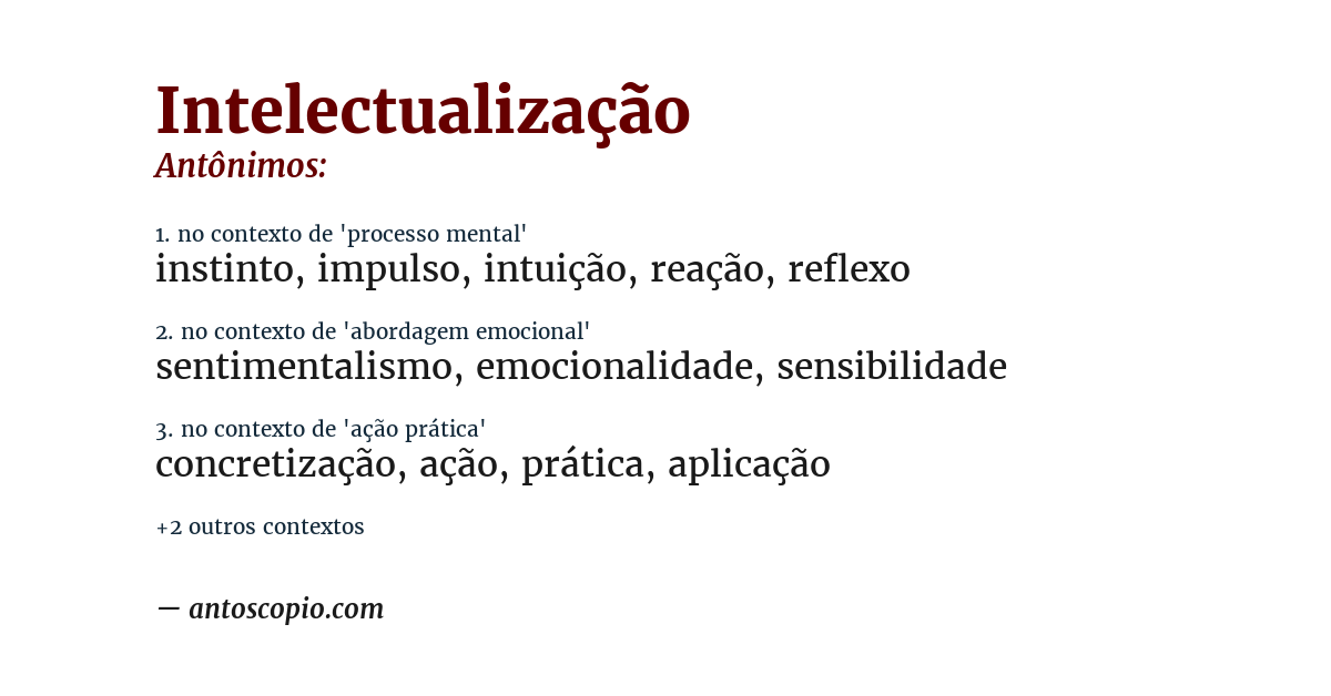 Antônimo de intelectualização