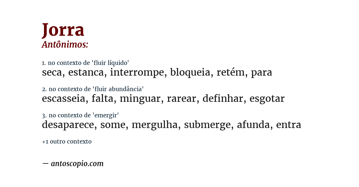 Antônimo de jorra