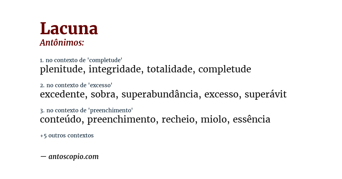 Antônimo de lacuna