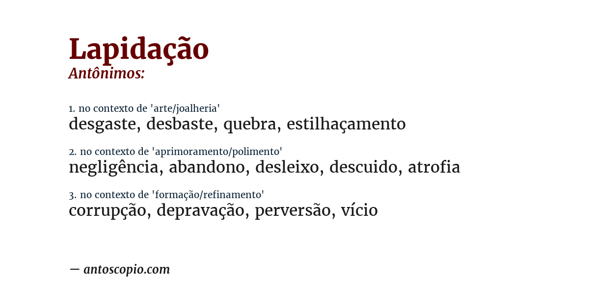 Antônimo de lapidação