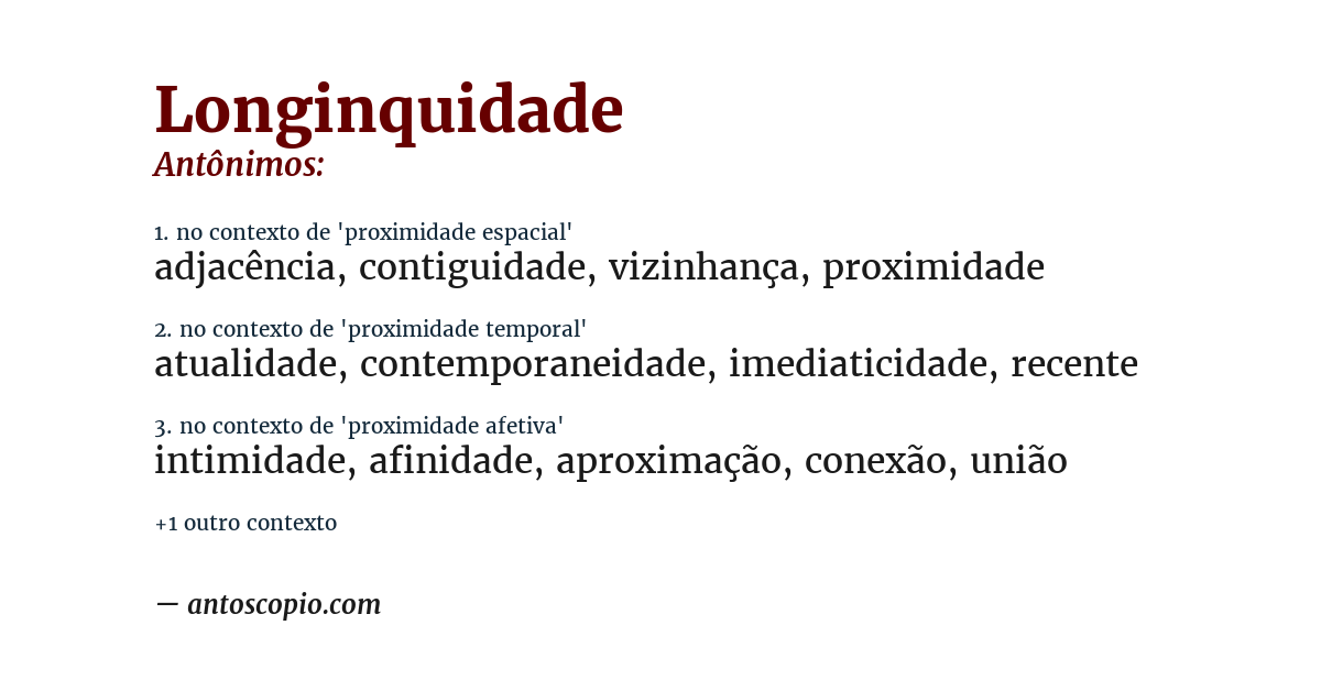 Antônimo de longinquidade