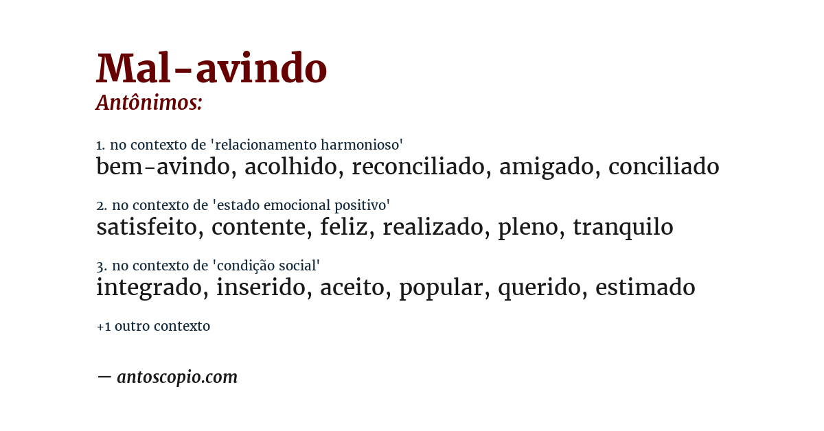 Antônimo de mal-avindo