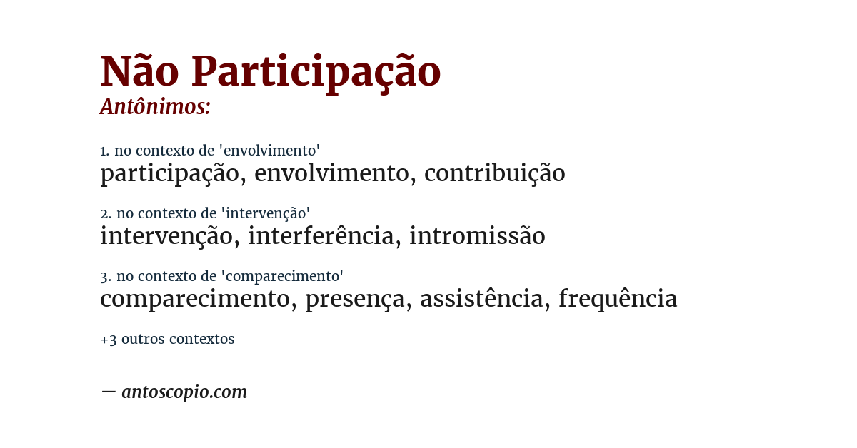 Antônimo de não participação