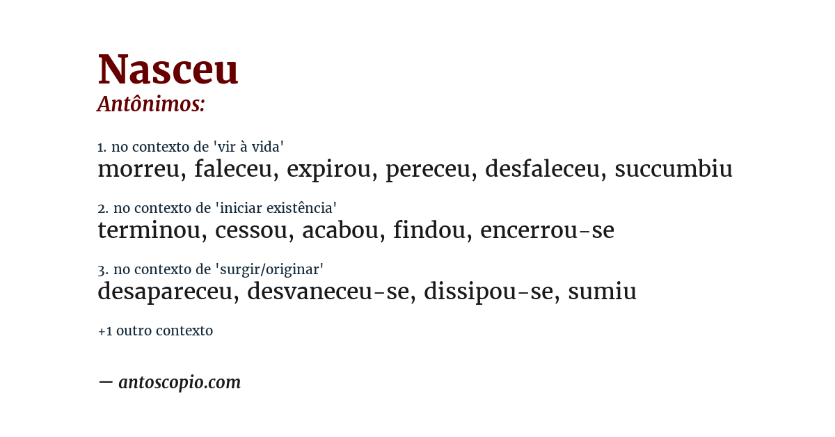 Antônimo de nasceu