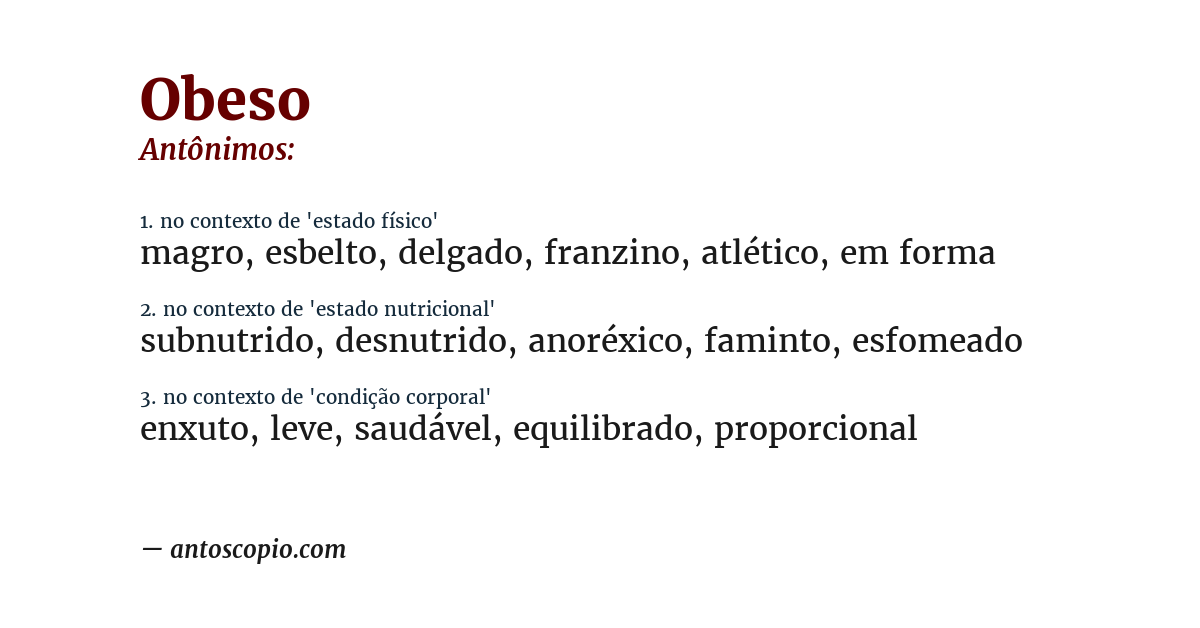 Antônimo de obeso