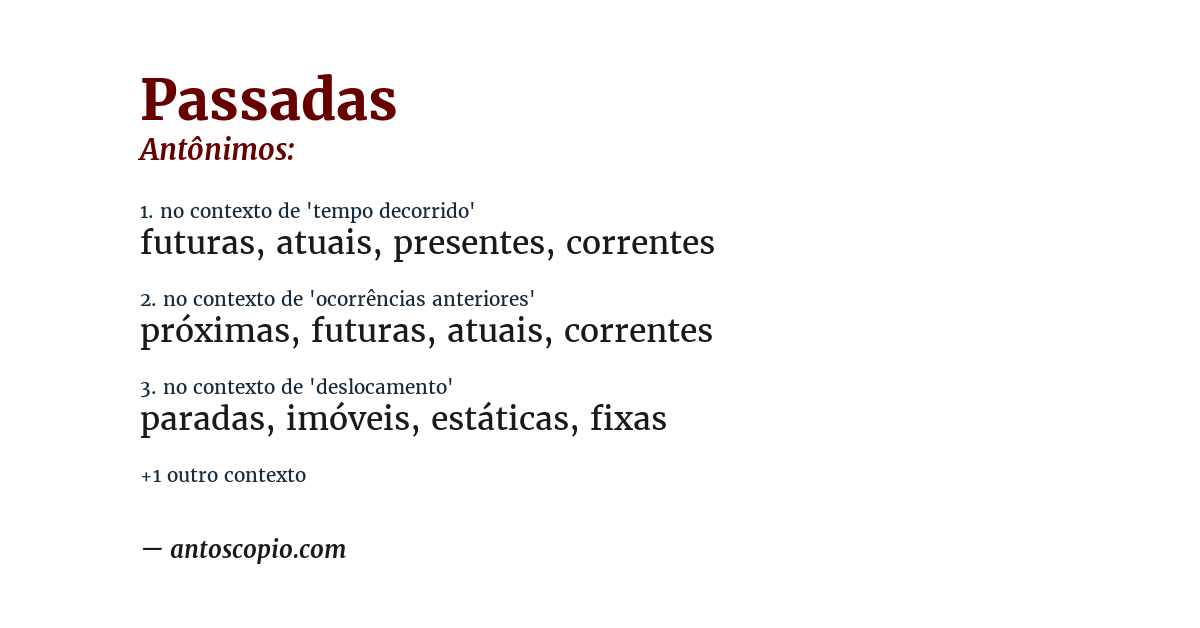 Antônimo de passadas