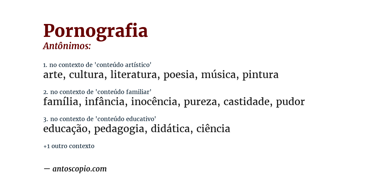 Antônimo de pornografia