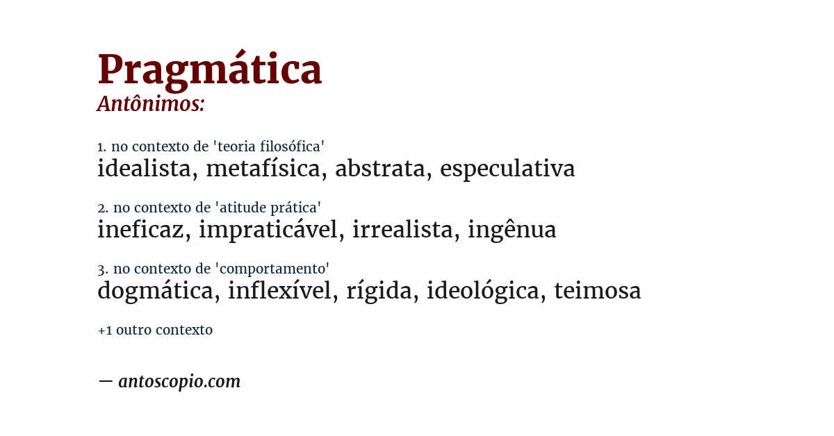 Antônimo de pragmática