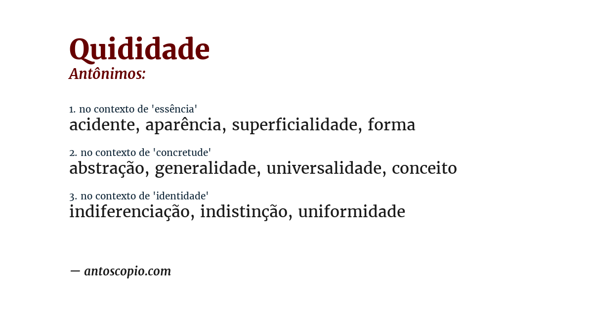 Antônimo de quididade