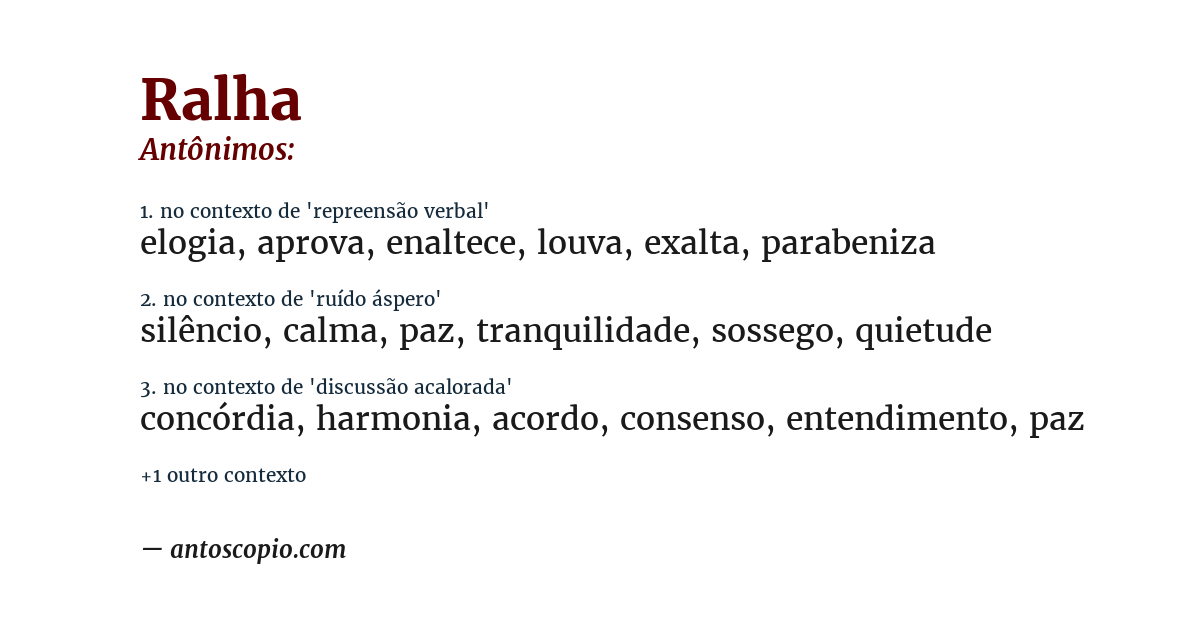 Antônimo de ralha