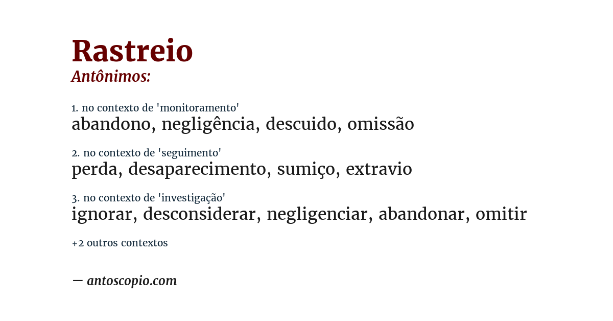 Antônimo de rastreio