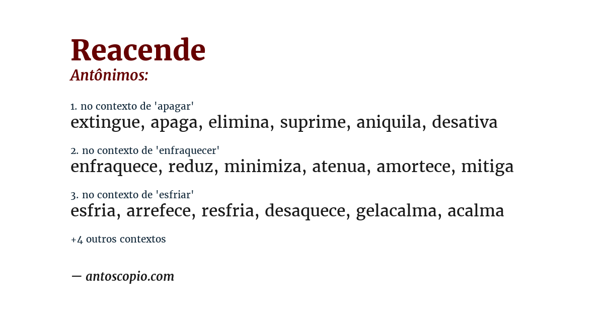 Antônimo de reacende
