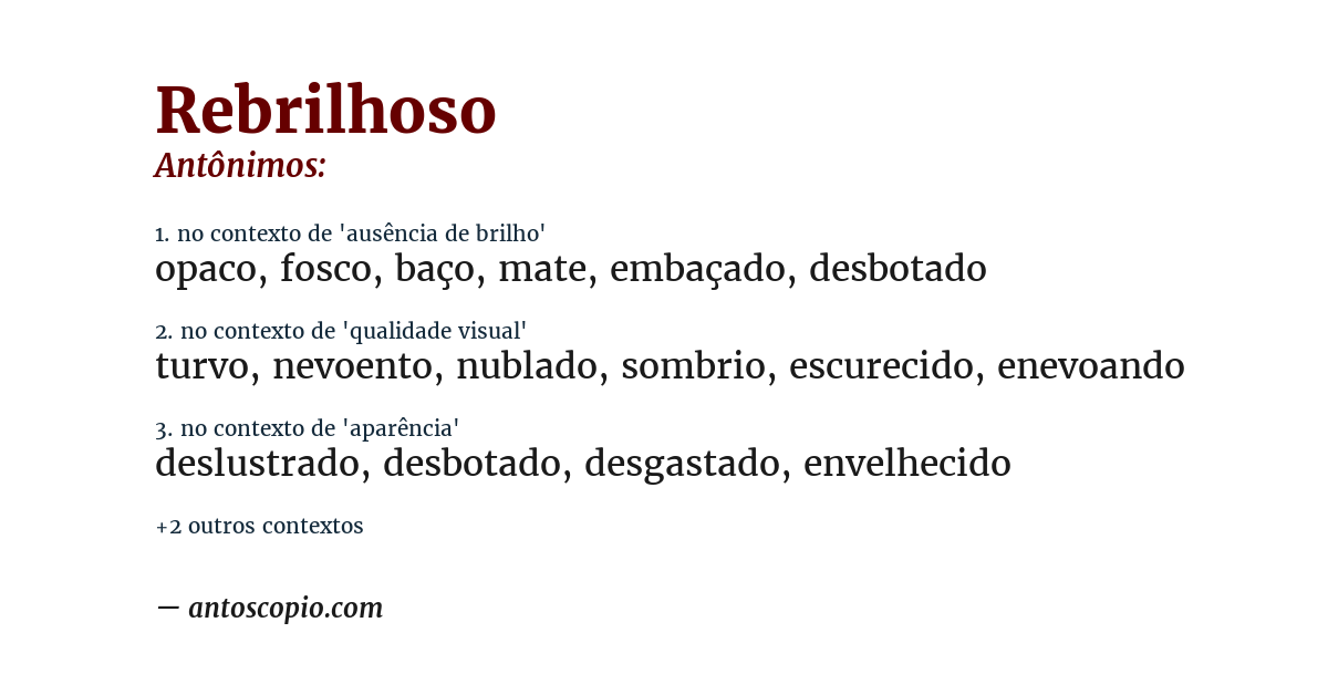 Antônimo de rebrilhoso