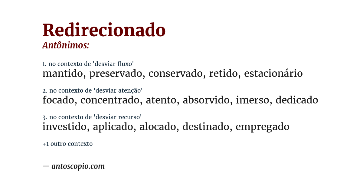 Antônimo de redirecionado