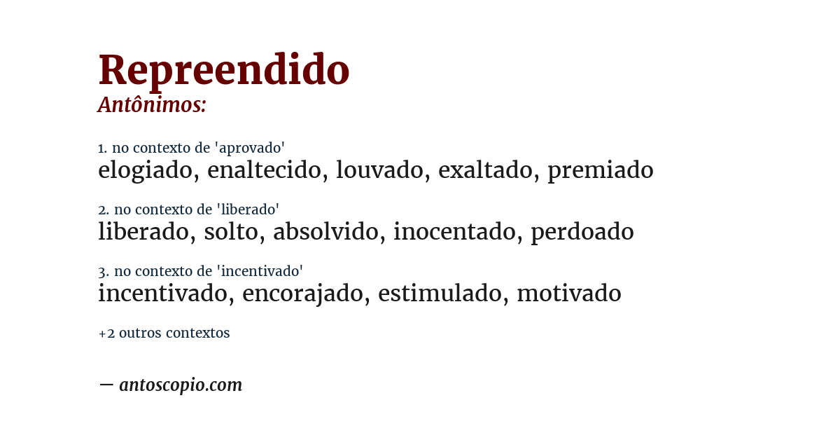 Antônimo de repreendido