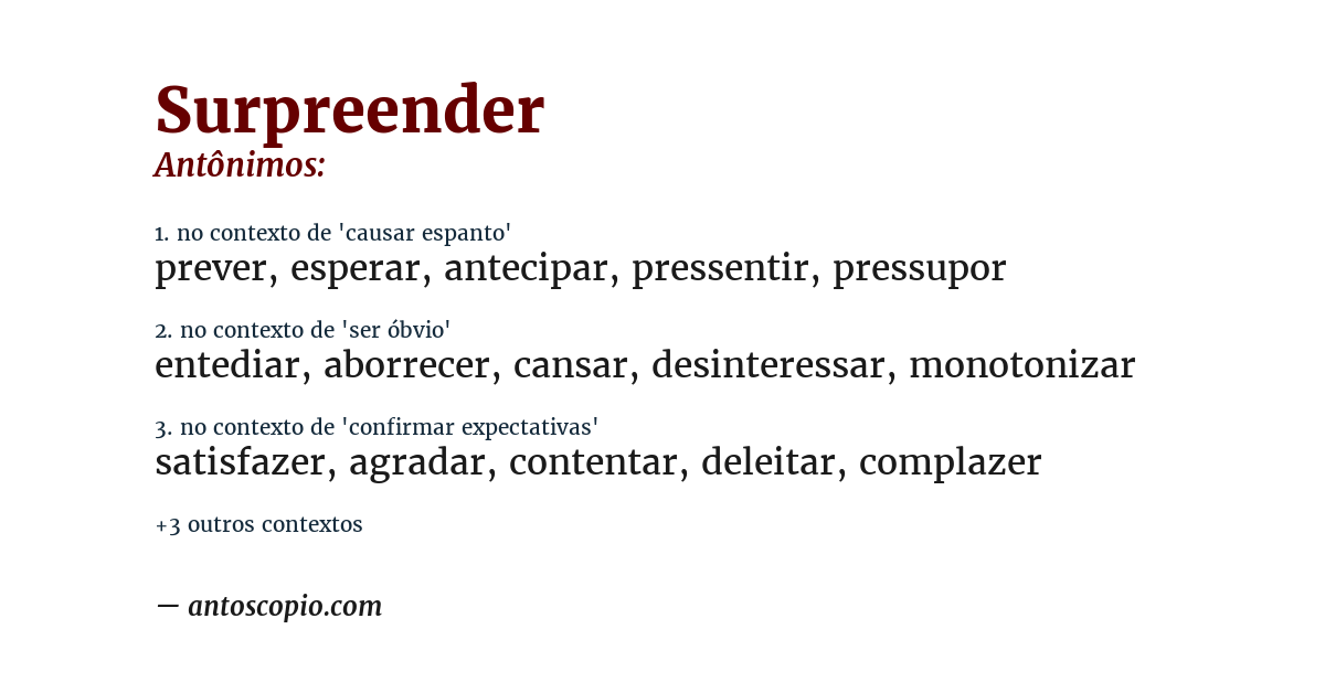 Antônimo de surpreender