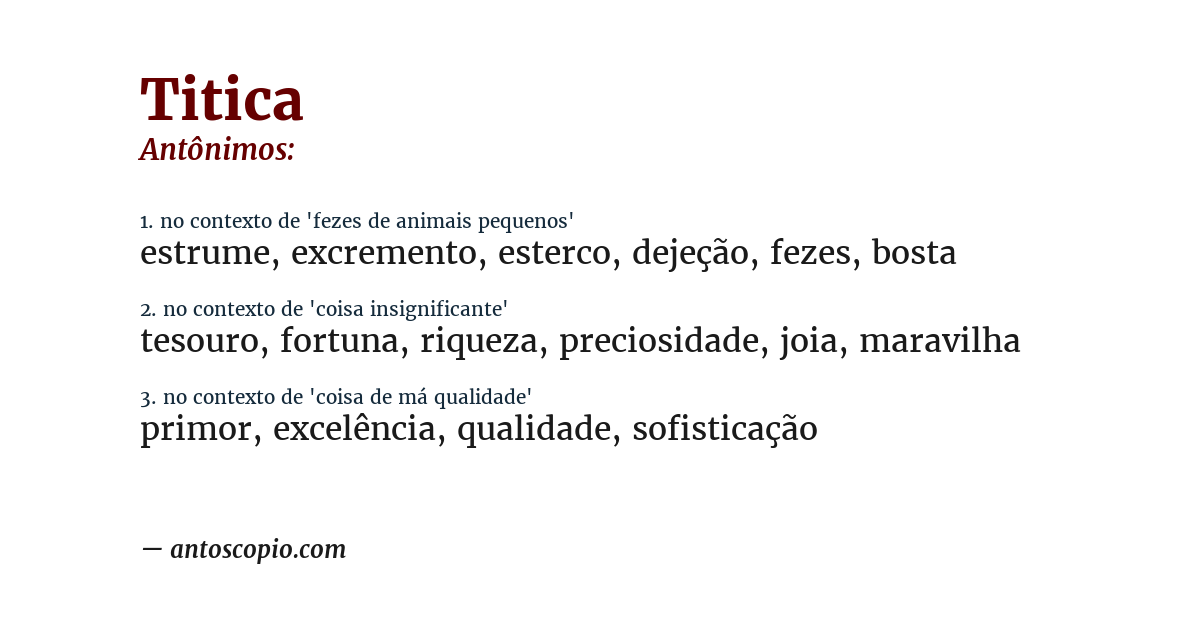 Antônimo de titica
