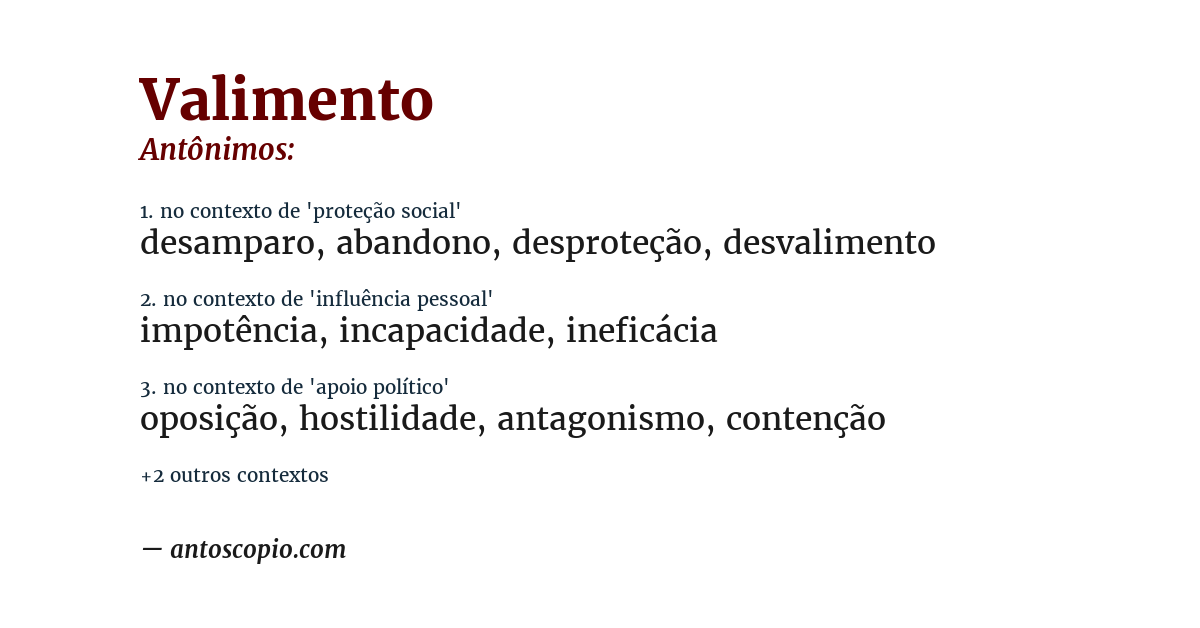 Antônimo de valimento