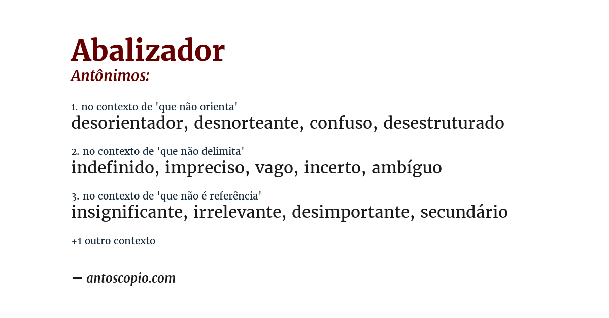 Antônimo de abalizador