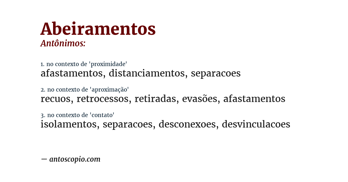 Antônimo de abeiramentos