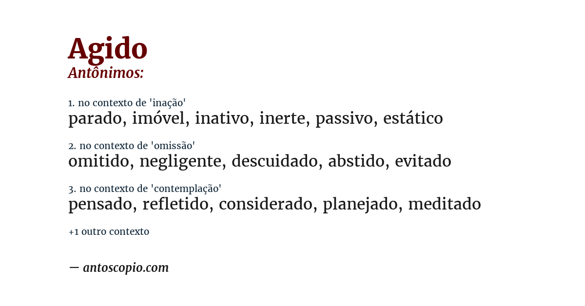 Antônimo de agido
