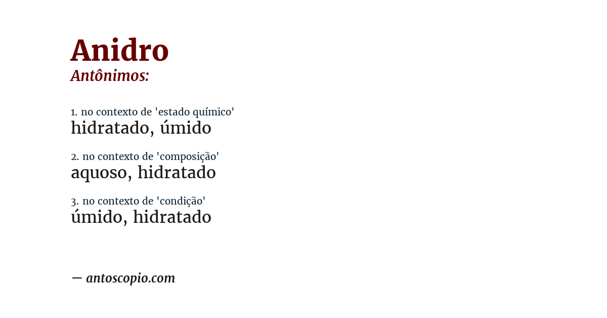 Antônimo de anidro