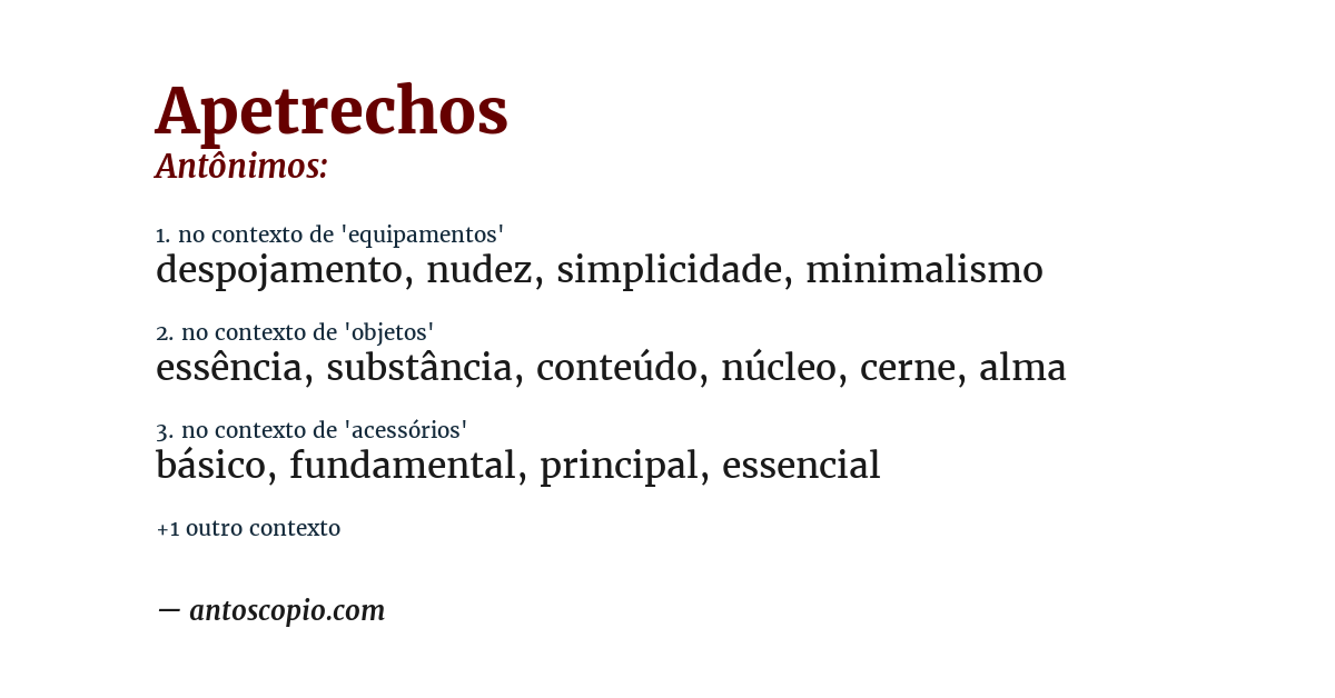 Antônimo de apetrechos