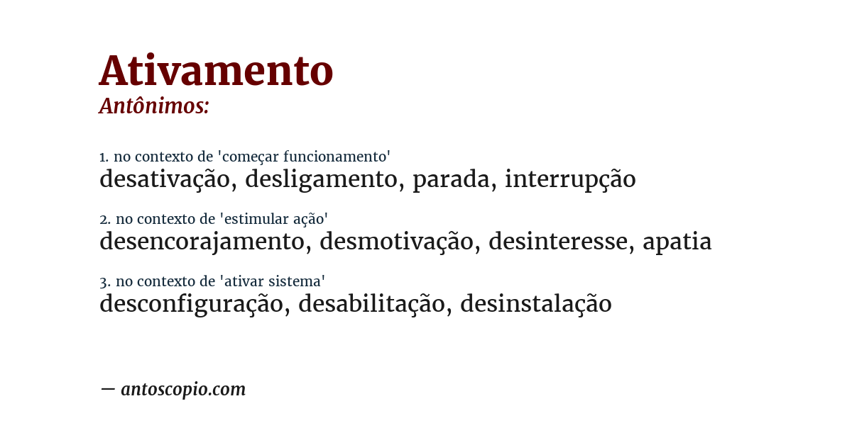 Antônimo de ativamento