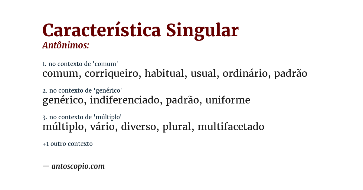 Antônimo de característica singular