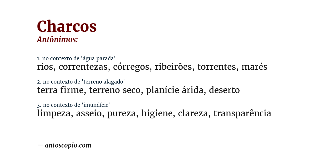 Antônimo de charcos