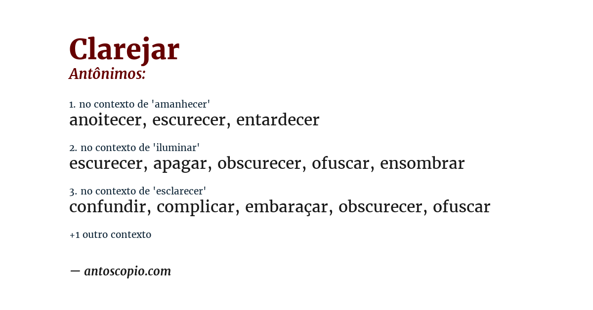 Antônimo de clarejar