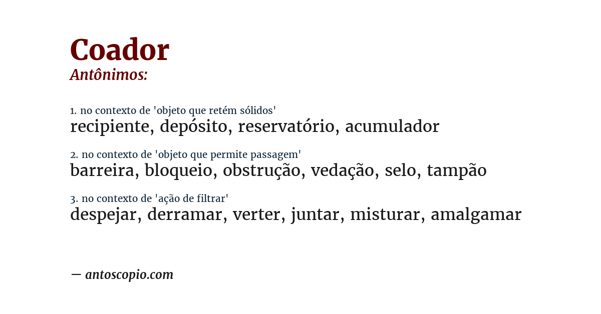 Antônimo de coador