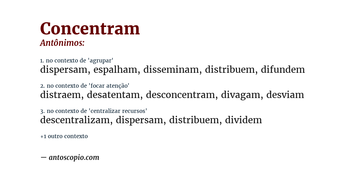 Antônimo de concentram