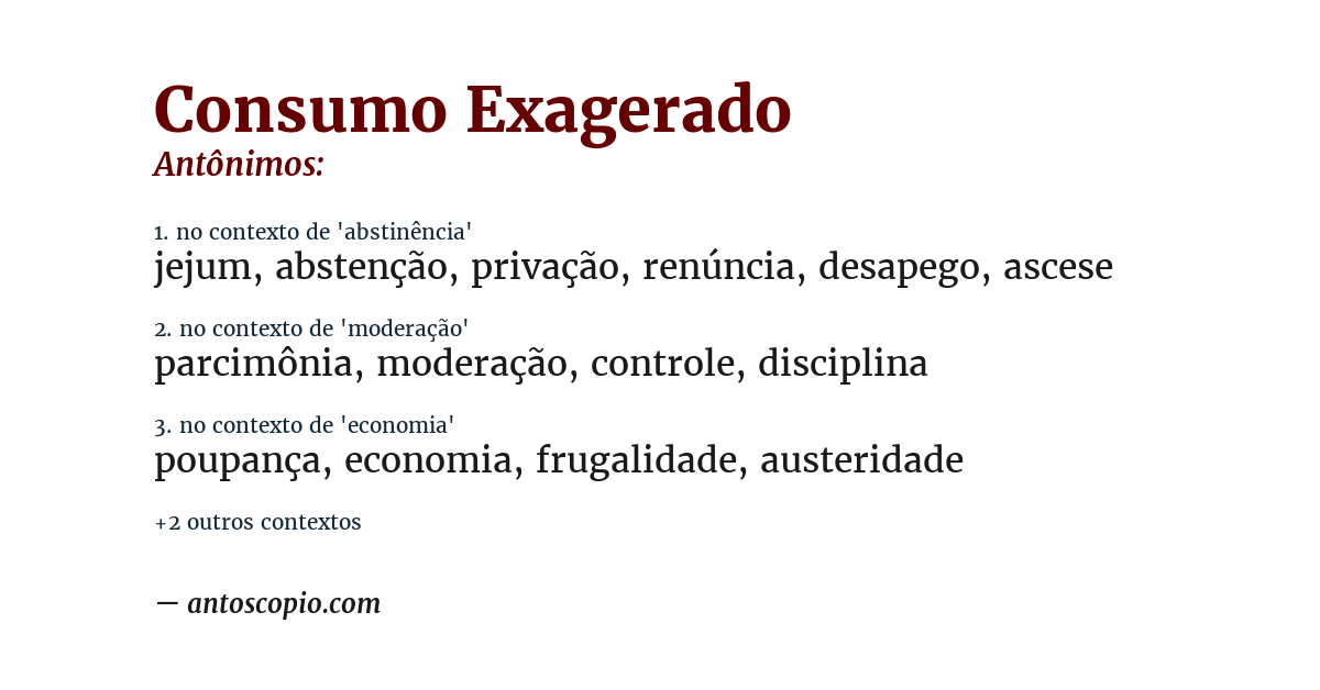 Antônimo de consumo exagerado