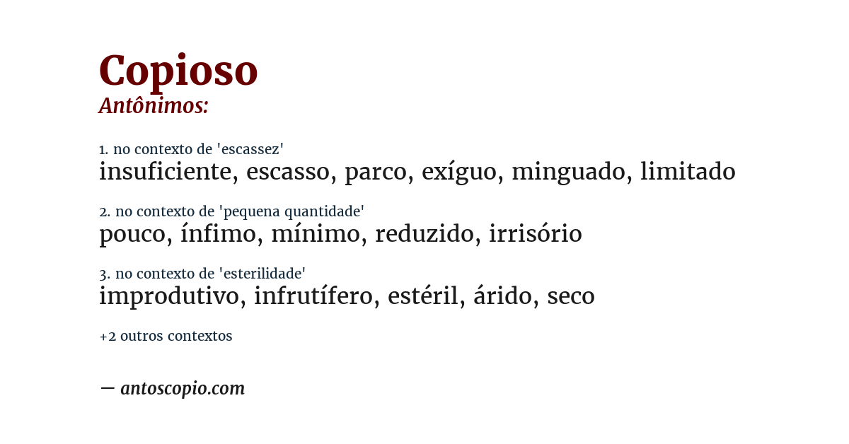 Antônimo de copioso