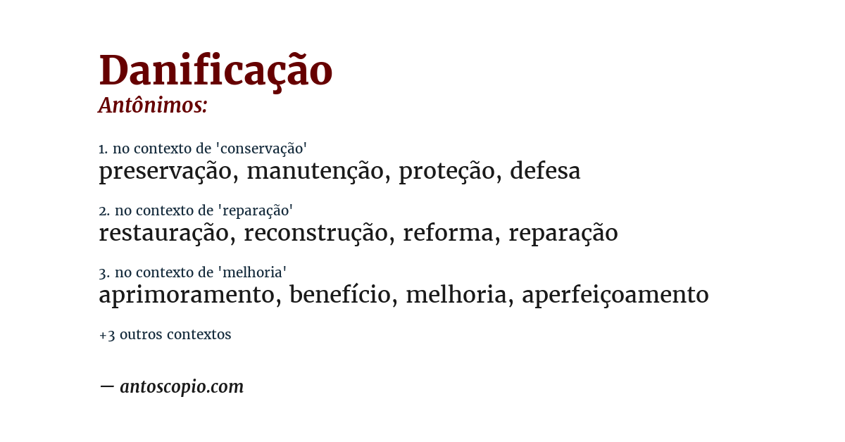 Antônimo de danificação
