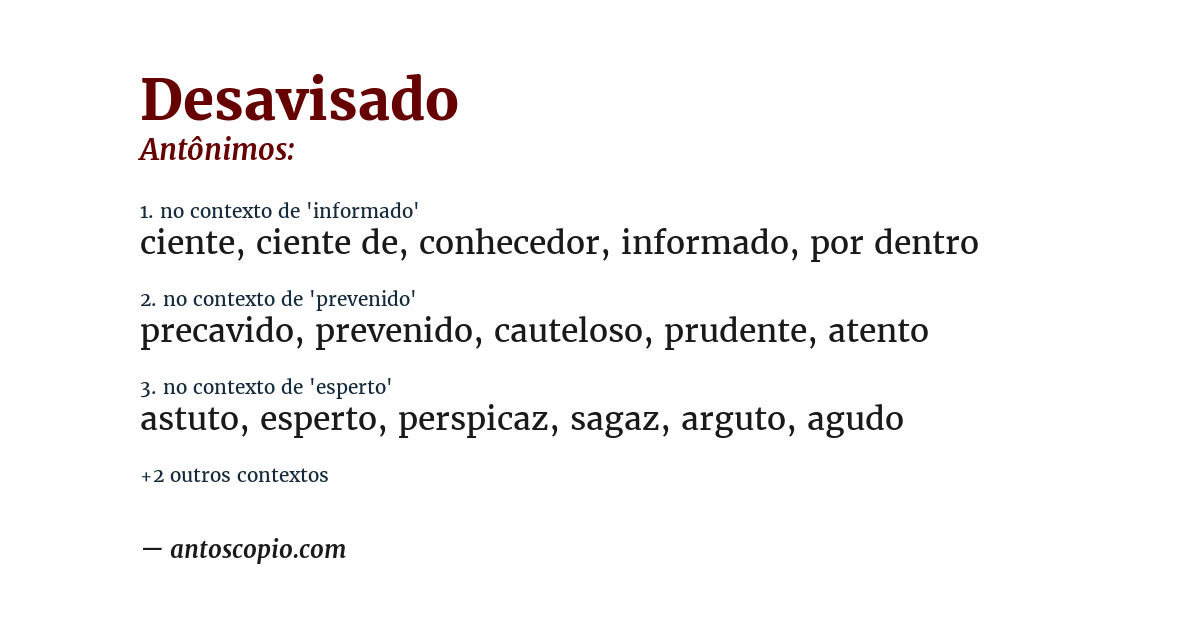 Antônimo de desavisado