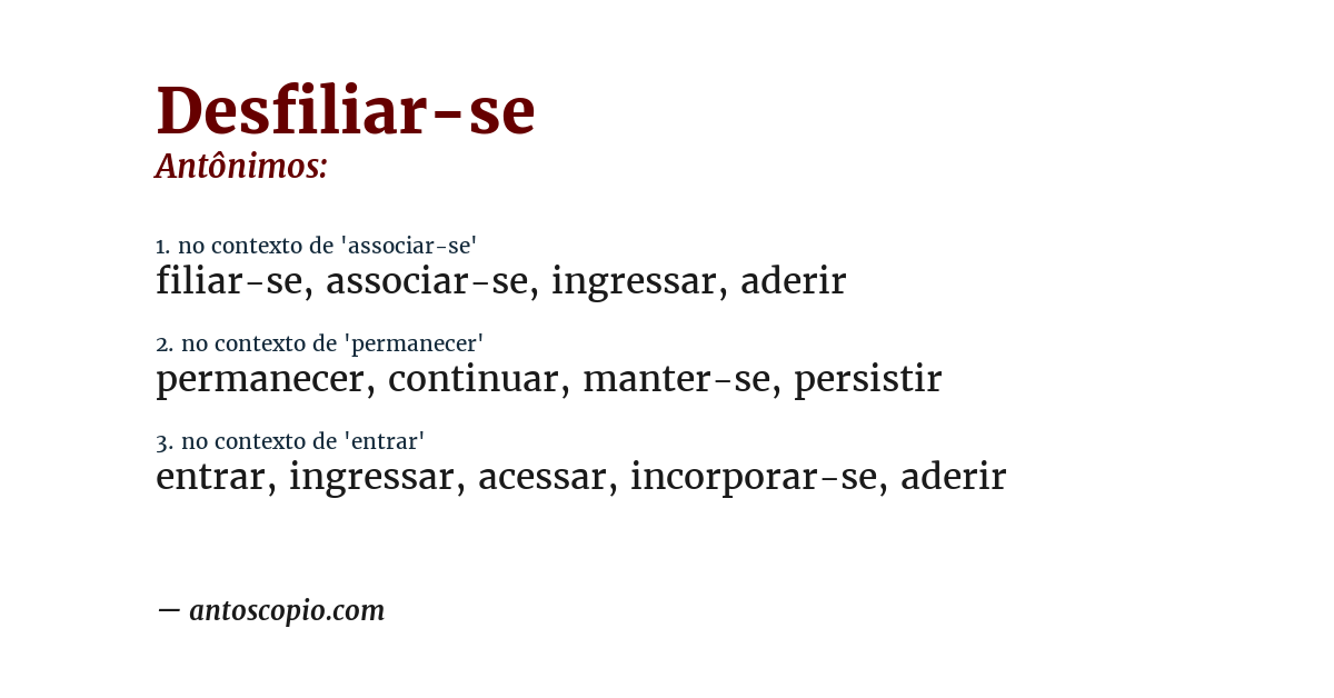 Antônimo de desfiliar-se