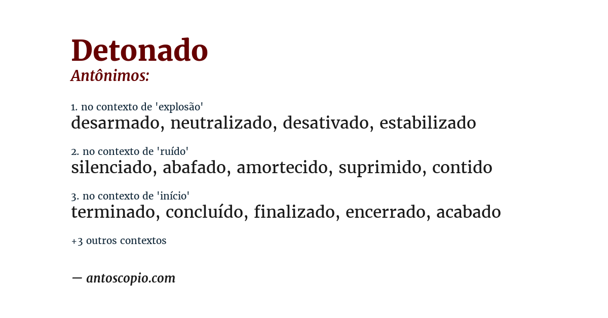 Antônimo de detonado