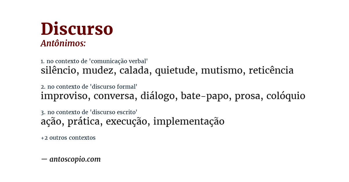 Antônimo de discurso