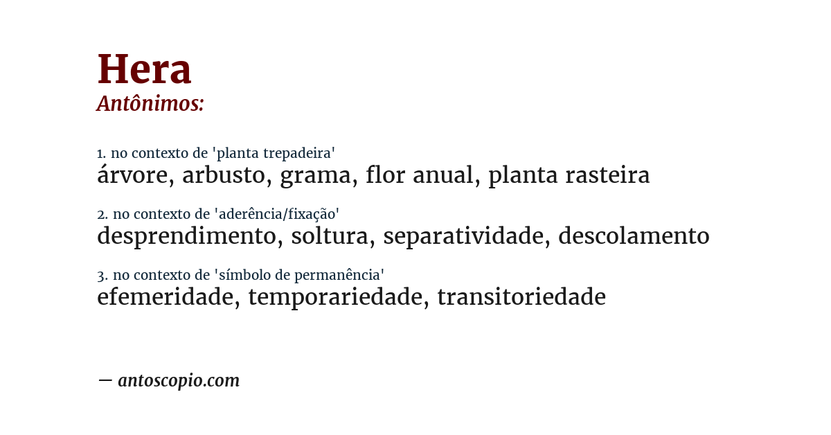 Antônimo de hera