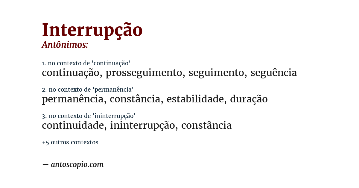 Antônimo de interrupção