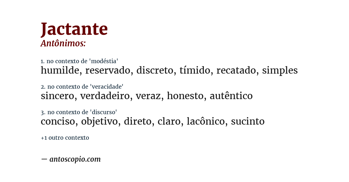 Antônimo de jactante