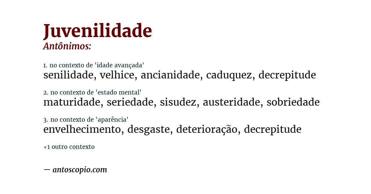Antônimo de juvenilidade