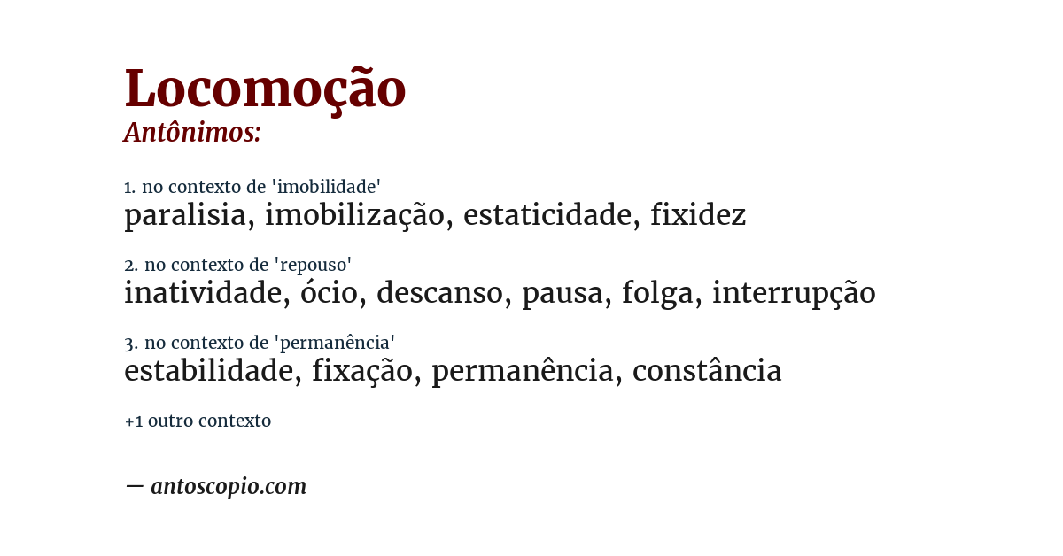 Antônimo de locomoção