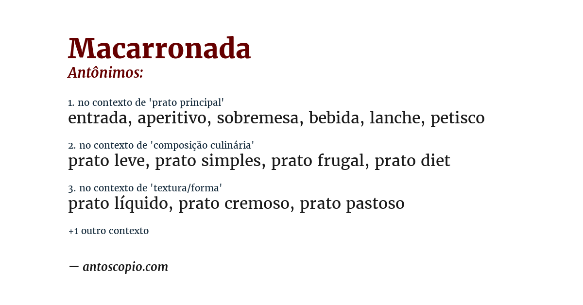 Antônimo de macarronada
